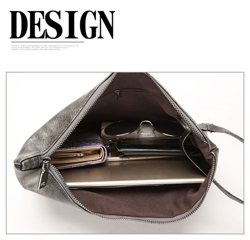 DIHKLCIO Evening Bags Purse Leather Crossbody Clutch Chain Shoulder Womens Wristlet Handbag Foldover Pouch gray - Image 4
